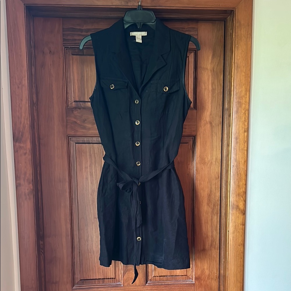 Banana Republic Black Sleeveless Sheath Dress Tie Front